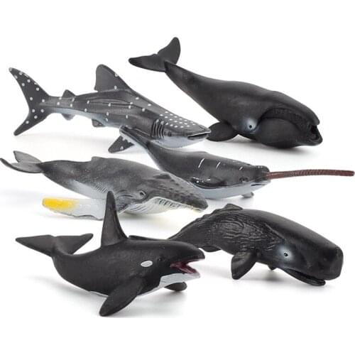 Original Direct Sales Plastic Solid Ocean Animal Model Set Dolphin Shark Whale Decoration Toys