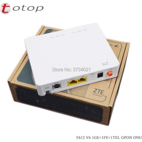 Orinigal ZTE F612 GPON ONU 1GE+1FE ethernet+1voice optical network terminal, V6 version firmware, 100% New FTTH mode