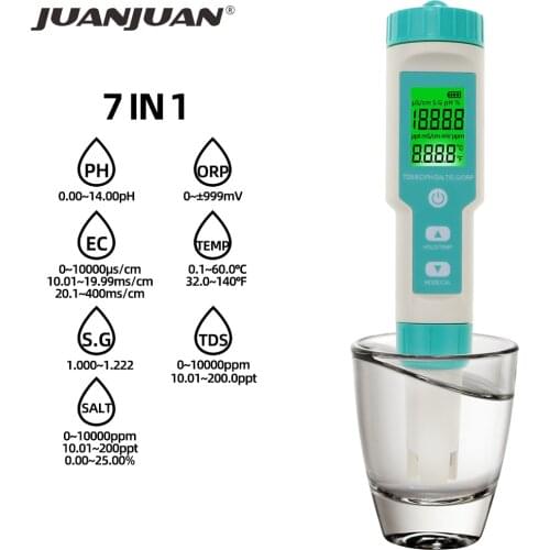 PH-618 PH Meter ORP Chlorine Meters TDS Salinity Testers EC Temp Detector Water Quality Monitor Test Tool Filter for Pool 20%OF