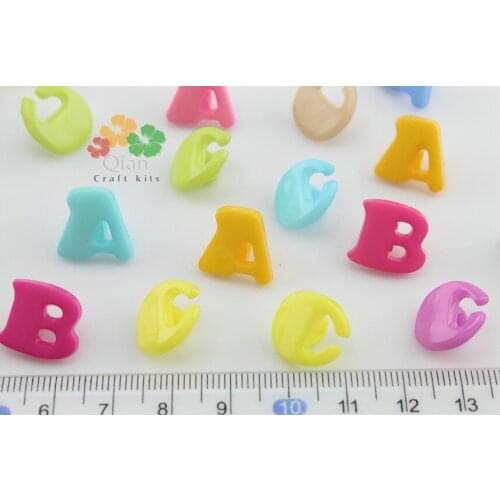 800pcs kawaii ABC plastic shank Buttons sewing craft diy buttons cabochon beads for children novelty project 14mm