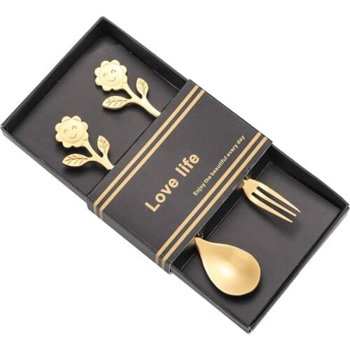 Tableware Sunflower Fruit Fork Christmas Gifts Kitchen Accessories Portable Creative Stainless Steel Silver Coffee Spoon