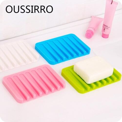 Practical Drain Soap Box Candy Color Fashion Silicone Flexible Soap Dish Plate Soft Bathroom Soap Holder Home Storage Soap Boxes