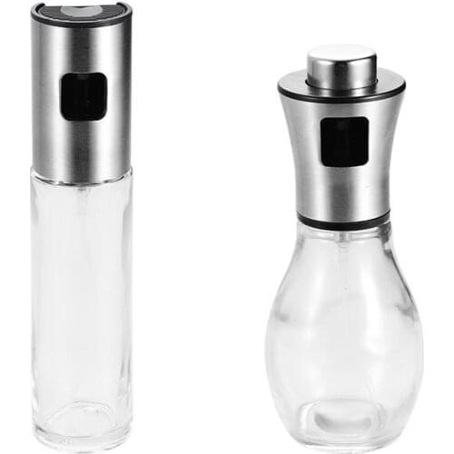 304 Stainless Steel Spray Can Spray Grill Olive Oil Glass Push Type Spray Bottle Kitchen Supplies Oil Can