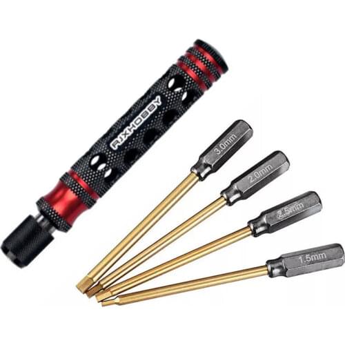 RJX 6.35mm 4 in 1 Hex Screwdriver 1.5/2.0/2.5/3.0mm for RC Car Helicopter FPV Drone