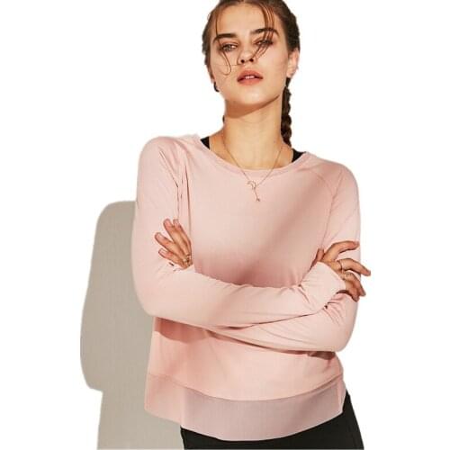 UA ROCK Yoga shirt Women Long sleeve Loose Fitness t-shirt Female Cuff thumb connection style Exercise sport Gym clothing Top