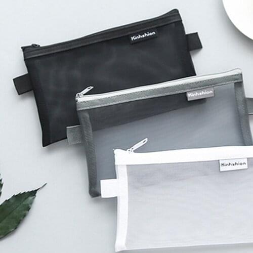 1 Pcs Mesh Pencil Case Zipper Transparent Pencil Bag Storage Package For Student Gift School Supplies Stationery