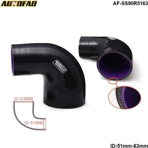 2"-2.5" 51mm-63mm 90 Degree Silicone Elbow Reducer Tube Hose 4-Ply Black Fit Honda 94-97 Accord AF-SS90R5163