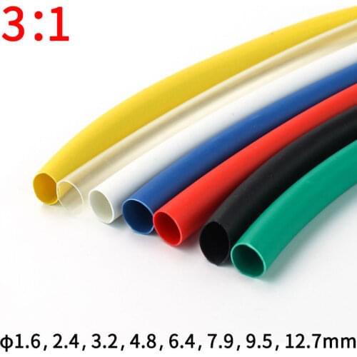 2M 1.6/2.4/3.2/4.8/6.4/7.9/9.5mm Dual Wall Heat Shrink Tube Thick Glue 3:1 ratio Shrinkable Tubing Adhesive Lined Wrap Wire Kit