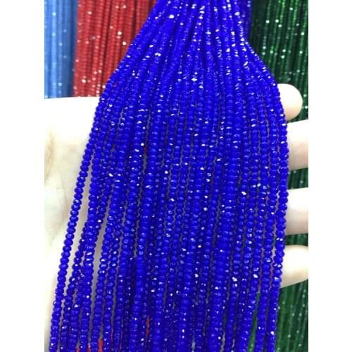 Jewelry Accessories DIY 2mm Royal Blue Color Faceted Glass Crystal Rondelle Loose Beads Free Shipping