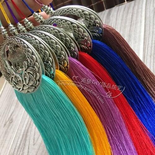 22 * 5.5 cm DIY jewelry accessories Zinc alloy Plating process pendant decoration tassel Nylon Bright ice wire Wide flat tassels