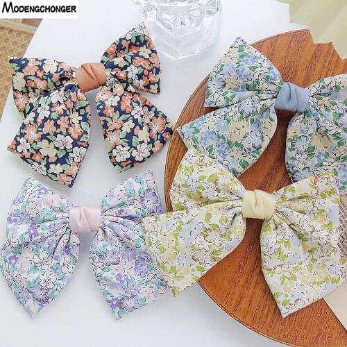 Big Hair Bow Ties Hair Clips Two Layer Butterfly Floral Hairpins For Girls Woman Sweet Bowknot Hairpins Vintage Hair Accessories