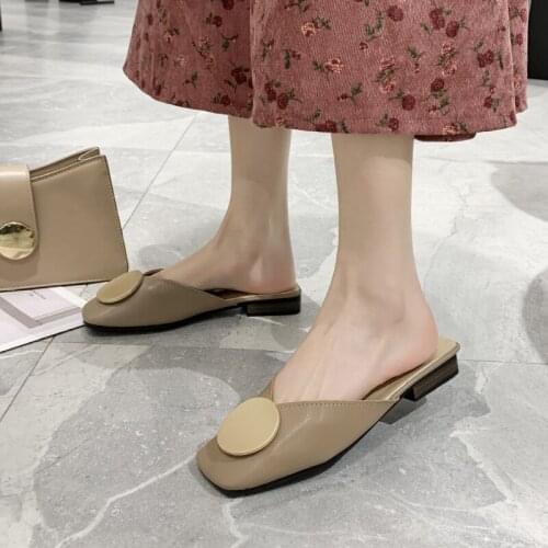 Mixed color square head cross Metal decoration simple and elegant daily womens casual shoes spring fashion women shoes U30-14