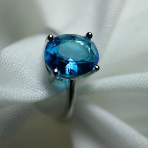 Fashion vintage blue Crystal Rings for women New trendy retro Crystal stone Ring classic copper Rings female engagment gift