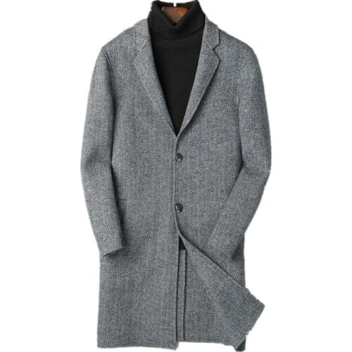 100% Wool Coat Autumn Winter Jacket Men Woolen Long Coat Streetwear Windbreaker Mens Jackets and Coats F-ALMN-1820 MY1777