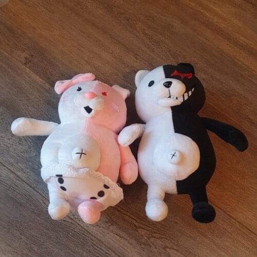 2 Pcs/set 28 CM Anime Monokuma Black& White Pink &White Monokuma Bear Plush Toys Doll Peluche Baby Kids Birthday Party Gift