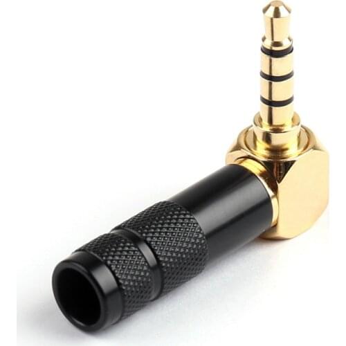 Areyourshop Audio Connector 3.5mm Stereo 4 Pole Right Angle Male Jack Plug Audio Soldering Cable 1PC