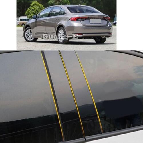 Car PC Material Pillar Post Cover Door Trim Window Piano Black Molding Sticker Plate For Toyota ALLION 2020 2021-2022