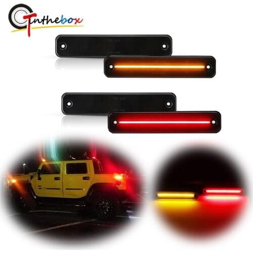 Error Free Canbus Amber / Red LED Car Front /Rear Side Marker Turn Signal Lights For 2003-2009 Hummer H2 Fender Flare Lights 12V