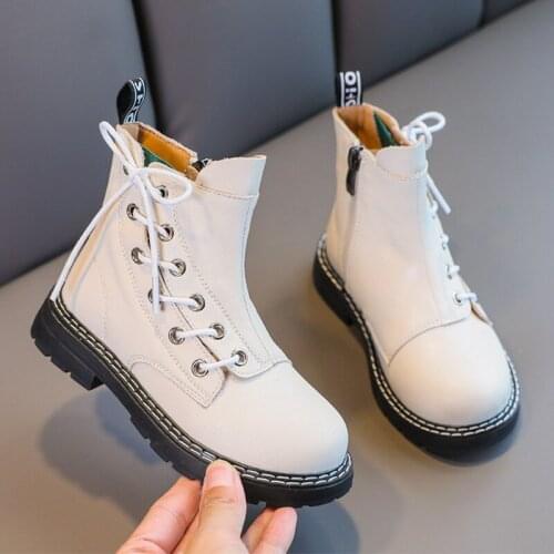 Girls Martin boots fashion all-match short boots 2020 autumn and winter new leather children boots British style boy single boot