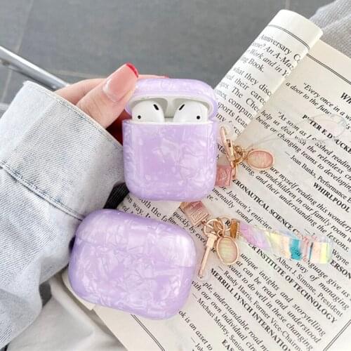 Cute Purple Shell Pattern Earphone Case for Apple AirPods1 / 2 Pro3 Earbuds Box Wireless Bluetooth Headset Cover