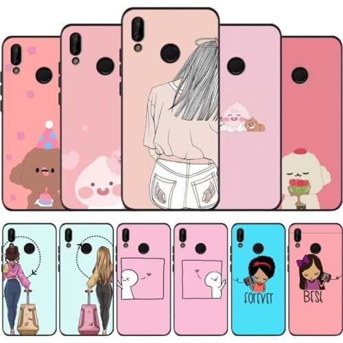 Best friends matching black soft Phone Case for huawei P40 P30 P20 P10 Pro lite P9 Lite nova 4E 6SE Psmart 2019 Y6 9 Prime