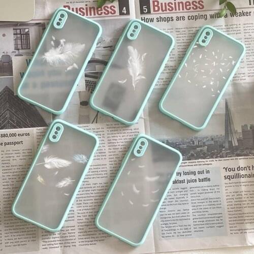 Feather Phone Case Matte Fundas Shell Cover For Iphone 6 6s 7 8 Plus Xr X Xs 11 12 13 Mini Pro Max