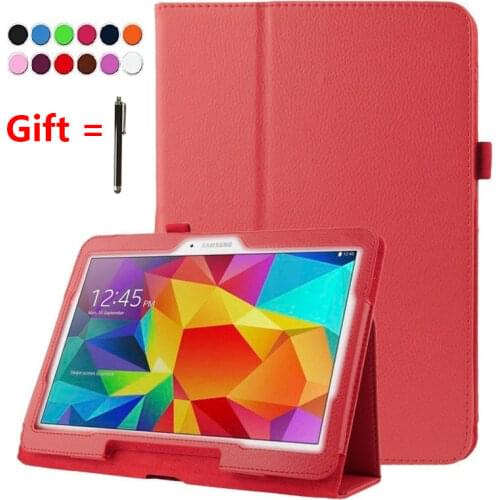 Stand Case for Samsung Galaxy Tab 4 10.1 Tablet (T530/T531/T535) Auto Sleep/Wake Tablet Folio Flip Book Cover with Film+Stylus
