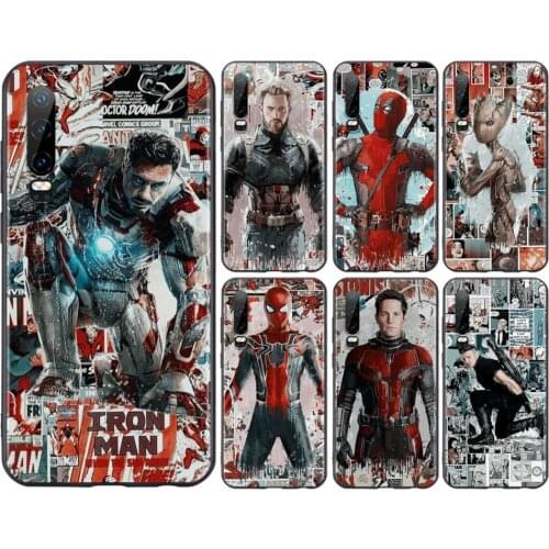 Marvel Avengers superhero For Huawei P50 P40 P30 P20 P10 P9 P8 Lite E Pro Plus Lite Mini 2019 2017 Black Soft Phone Case
