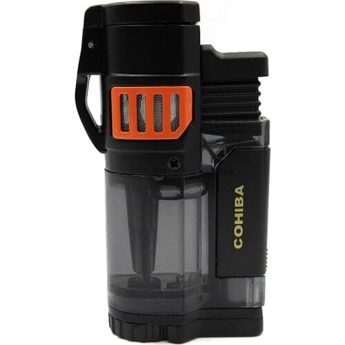 Cohiba Metal & Plastic Transluce 3 Torch Jet Flame Lighter Cigar Cigarette Tobacco Lighter With Punch Gift Box Smoking Tool