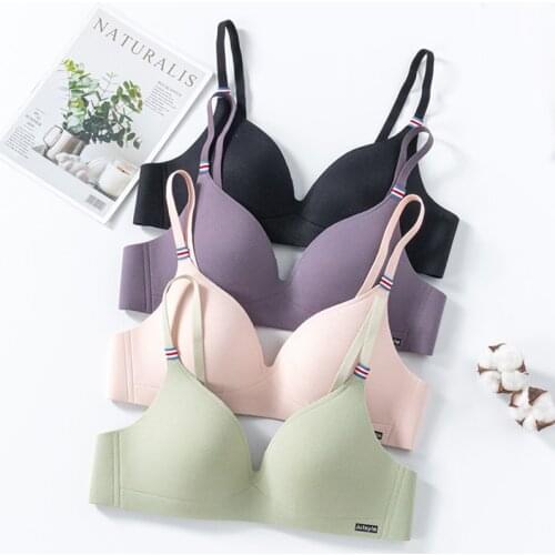 DERUILADY Simple Solid Color Seamless Bra Underwear Thin Fashion Wireless Bras For Women Sexy Lingerie Push Up Bralette Top