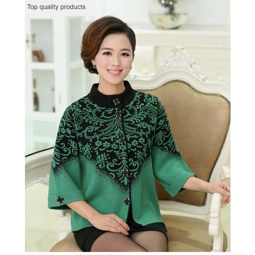 Womens Thickening Sweater Coat Outerwear Middle-age Clothing New 2015 Spring Cardigan Plus Size Ladies Jackets ZL3329