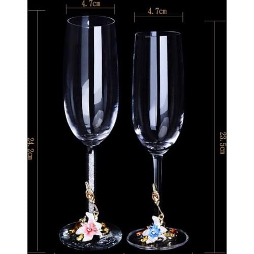Exquisite colored flowers luxurious champagne glasses Fashion luxury art goblet goblet glass cup