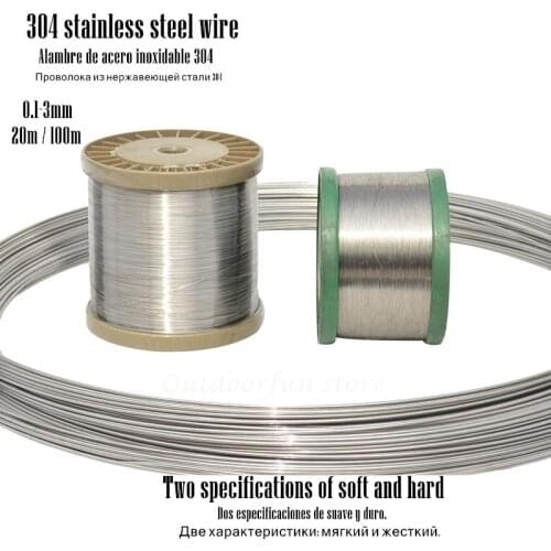 Squid hook Fishing line raw materials 304 stainless steel wire 0.1-3mm 20m 100m Hard & Soft Multifunction accessories Jig assist