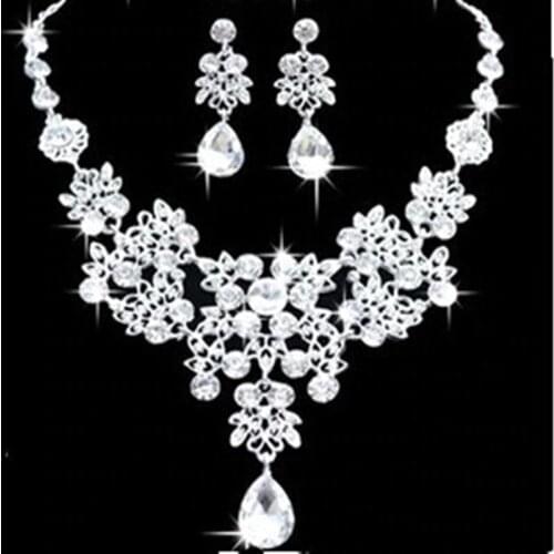 Ahmed Jewelry Brand Wholesale Beautiful Marry Crystal Jewelry Set Necklace Choker Necklaces and Earring For Woman 2015 New