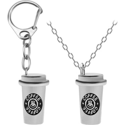 Cute Coffee Cup bff Keychain Purse Bag Charm Hip Hop Necklace Friendship Keychains Jewelry Accessories With Lobster Claw Clasp
