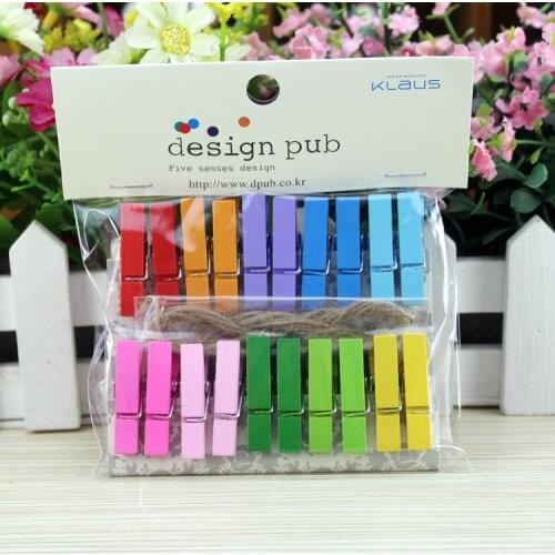20pcs/pack Mini Colored Spring Wood Clips Clothes Photo Paper Peg Pin Clothespin Craft Clips Party Decoration