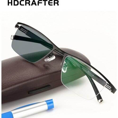 Mens Half Photochromic Reading Glasses Titanium Alloy Presbyopia Hyperopia Diopters Prescription Eyeglasses UV400 Sunglasses