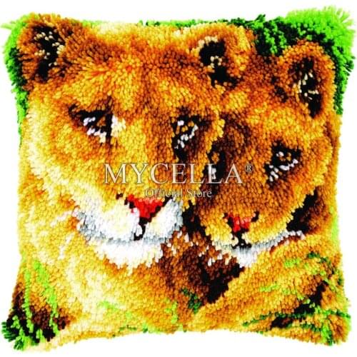 Latch Hook Kits Cross-stitch Pillow Embroidery Lions Carpet Do It Yourself Embroidery Pillow Foamiran For Crafts Home Decor