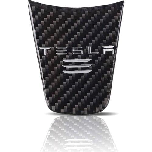 New Car Carbon Fiber Steering Wheel Decoration Cover Sticker Car Sporty modification with Logo Accessories for Tesla Model 3