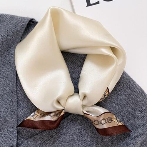 2021new spring 100% silk luxury silk small square scarf female solid color 53cm scarf decoration headband small silk scarf scarf