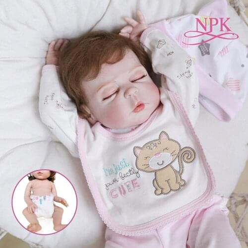 NPK 56CM hand-made detailed painting doll soft full body silicone rebbron baby doll collectibles art