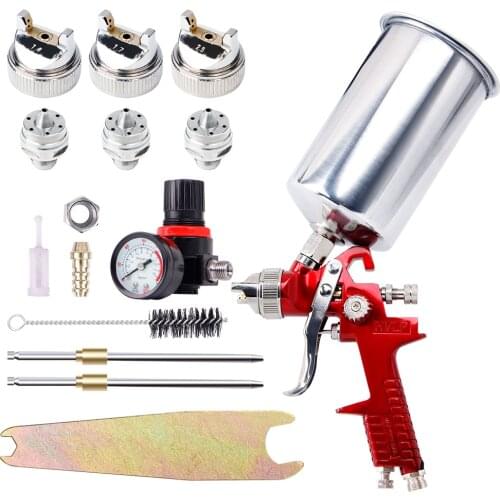 1.4mm 1.7 2.5mm Nozzle HVLP Air Feed Spray Gun Kit Car Paint Primer Clearcoat Red Blue
