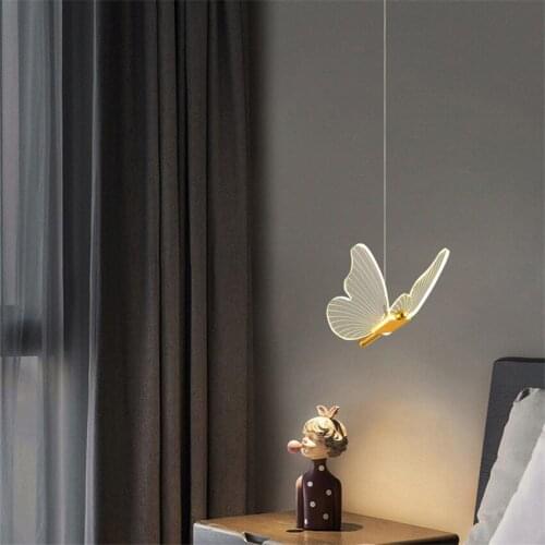 Nordic Ackley Butterfly pendant lights Childrens Bedroom Long Line Modern Luxury Restaurant Light Bar Decorated pendant lamps
