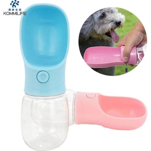 KOMMILIFE Portable Cat Dog Water Bottle 350ml Drinking Bowl for Small Medium Large Dogs Outdoor Pet Waterer Dog Water Dispenser