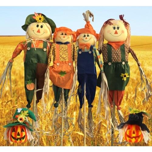 Halloween decorations scarecrow medium cute props Halloween party bar haunted house rural jack-o '-lanterns