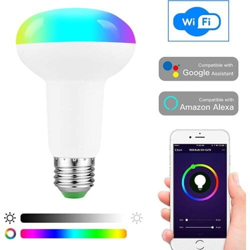 Smart WiFi LED Light Bulb 10W B22/E27/E26 RGB Color Changing Lamp Work For Amazon Alexa Google Home Voice Control Dimmable Timer
