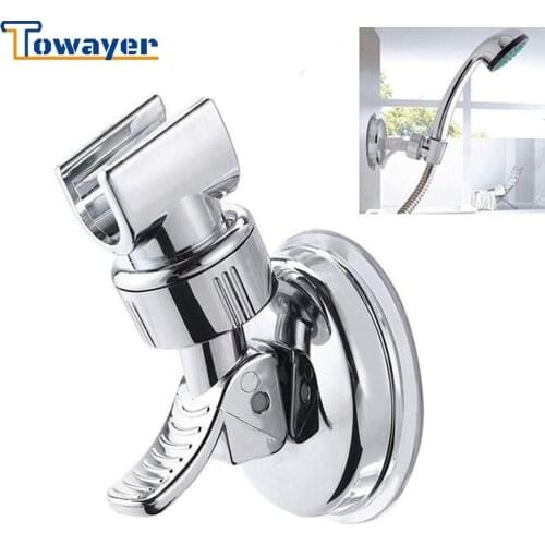 Universal Adjustable Hand Shower Holder Suction Cup Holder Full Plating Shower Rail Head Holder Bathroom Bracket Stable rotation