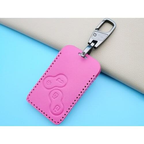 High Quality Car Key Leather Cover Protector Holder For Renault Clio Logan Megane 2 3 Koleos Scenic Card 4 Buttons Keychain Case