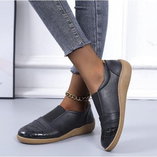 Shoes Woman Flats Shallow Mouth Modis Casual Female Sneakers Soft Autumn Round Toe Dress 2021 Winter New Fall Big Size PU Elasti
