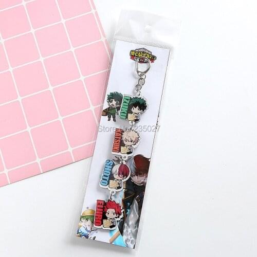 10 pcs/lot Anime My Hero Academia Acrylic Keychains keyrings Izuku Katsuki Shouto Key chain Bag accessories pendant Key Ring